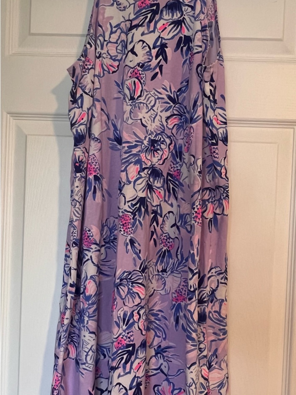 Lilly Pulitzer Pima Cotton Floral Tassel Tie Dress XS Pink Blue